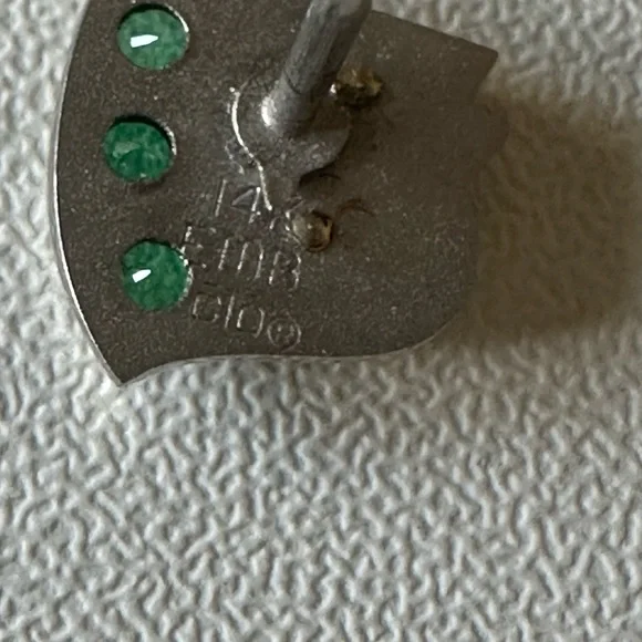 14K Yellow & white Gold Vtg PN Green Stone Accent